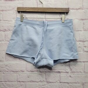 Hollister 1985 Eyelet Lace Blue Sweat Shorts Womens S Retro‎ Preppy Raw Hem Gym